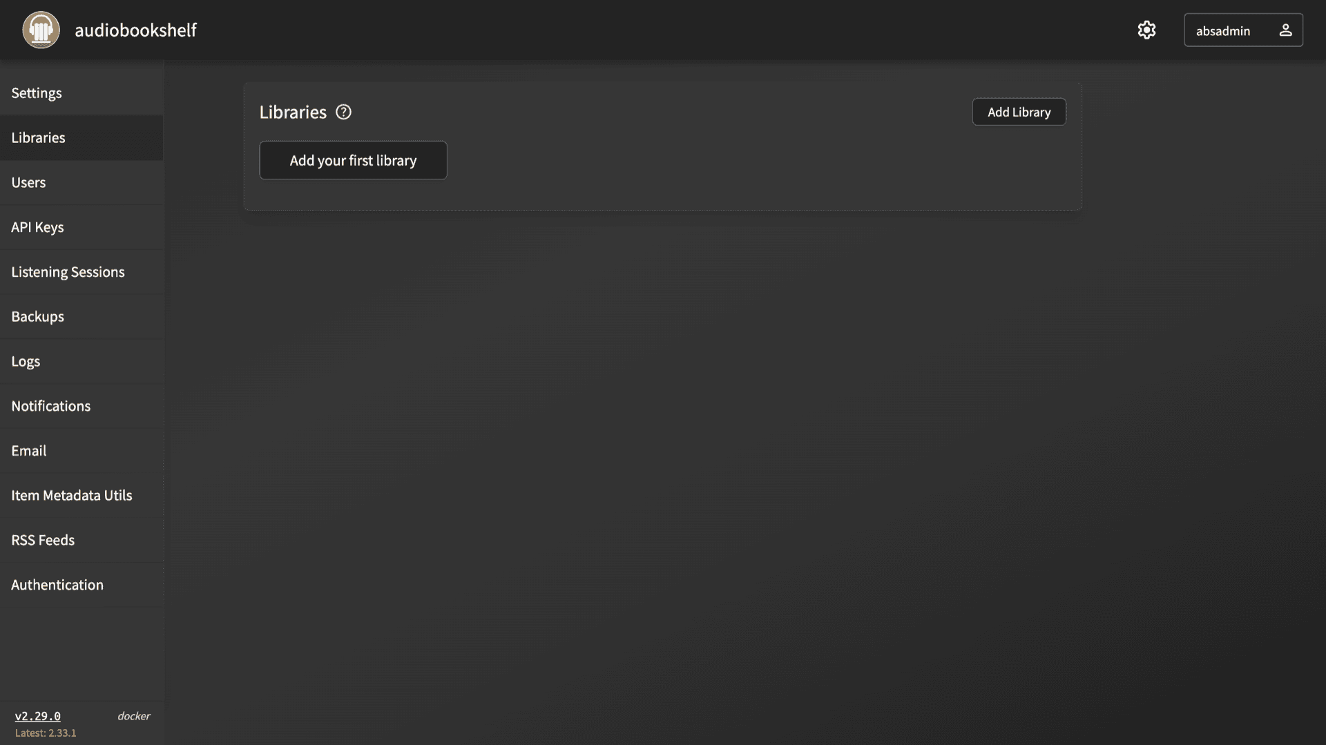 Audiobookshelf libraries configuration page in the web app