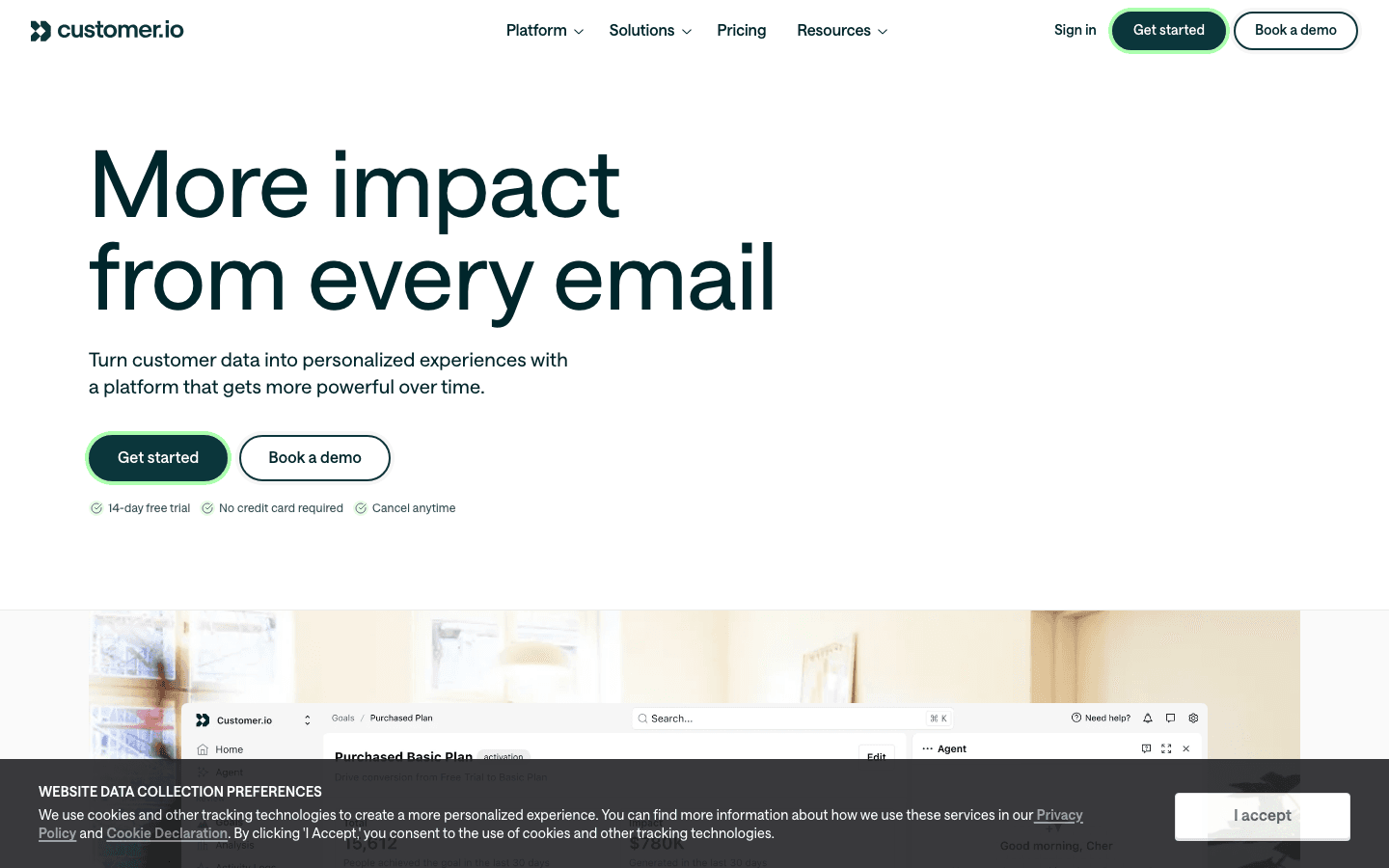 Customer.io public product page captured for comparison context