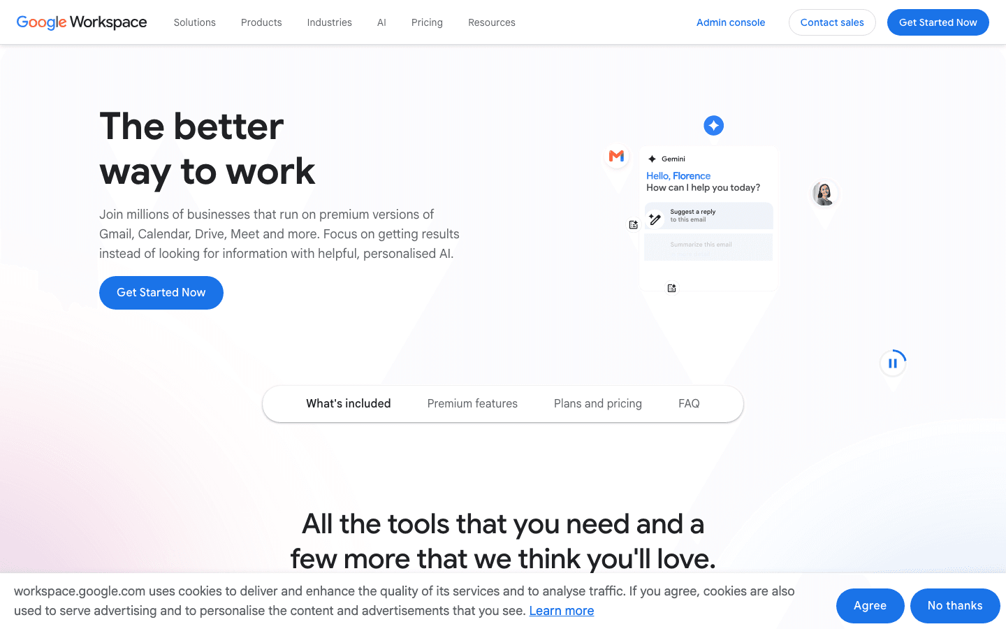 Google Workspace public product page captured for comparison context