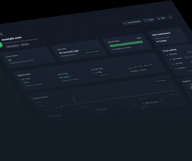 UptimeRobot mobile dashboard showing monitor status and uptime checks