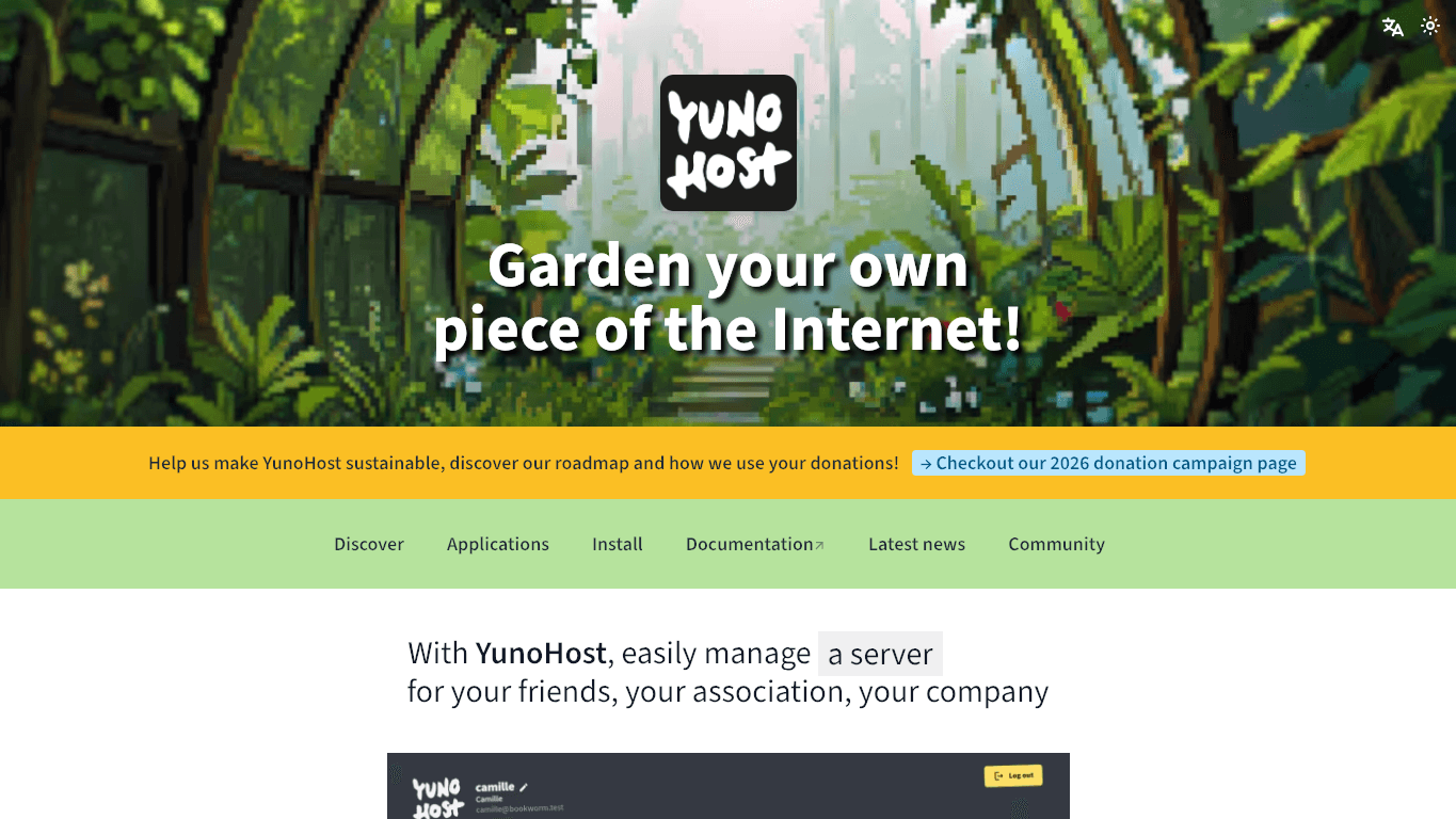 YunoHost public platform page captured for comparison context