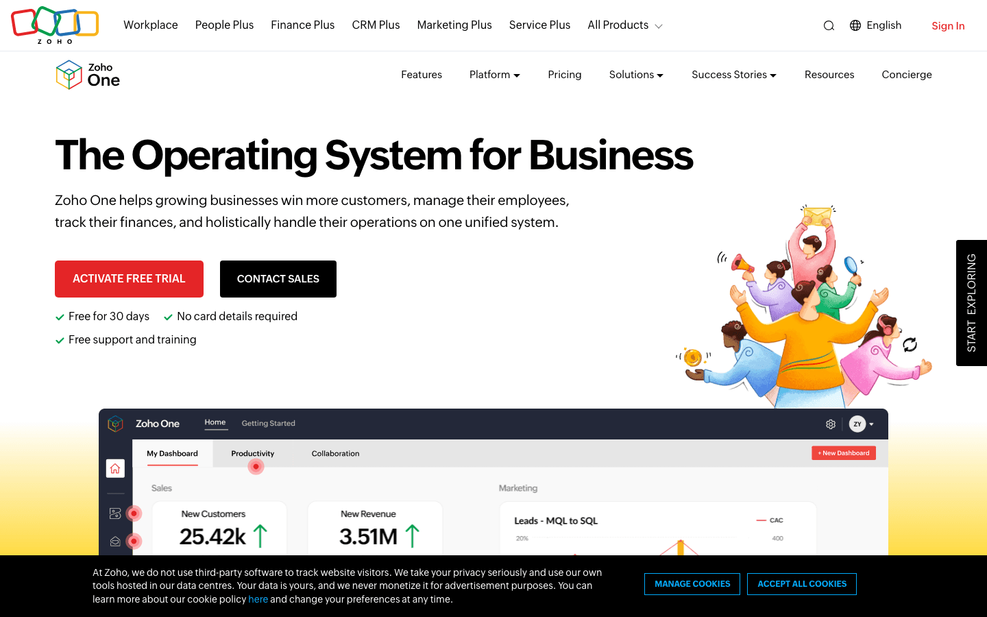 Zoho One public product page captured for comparison context