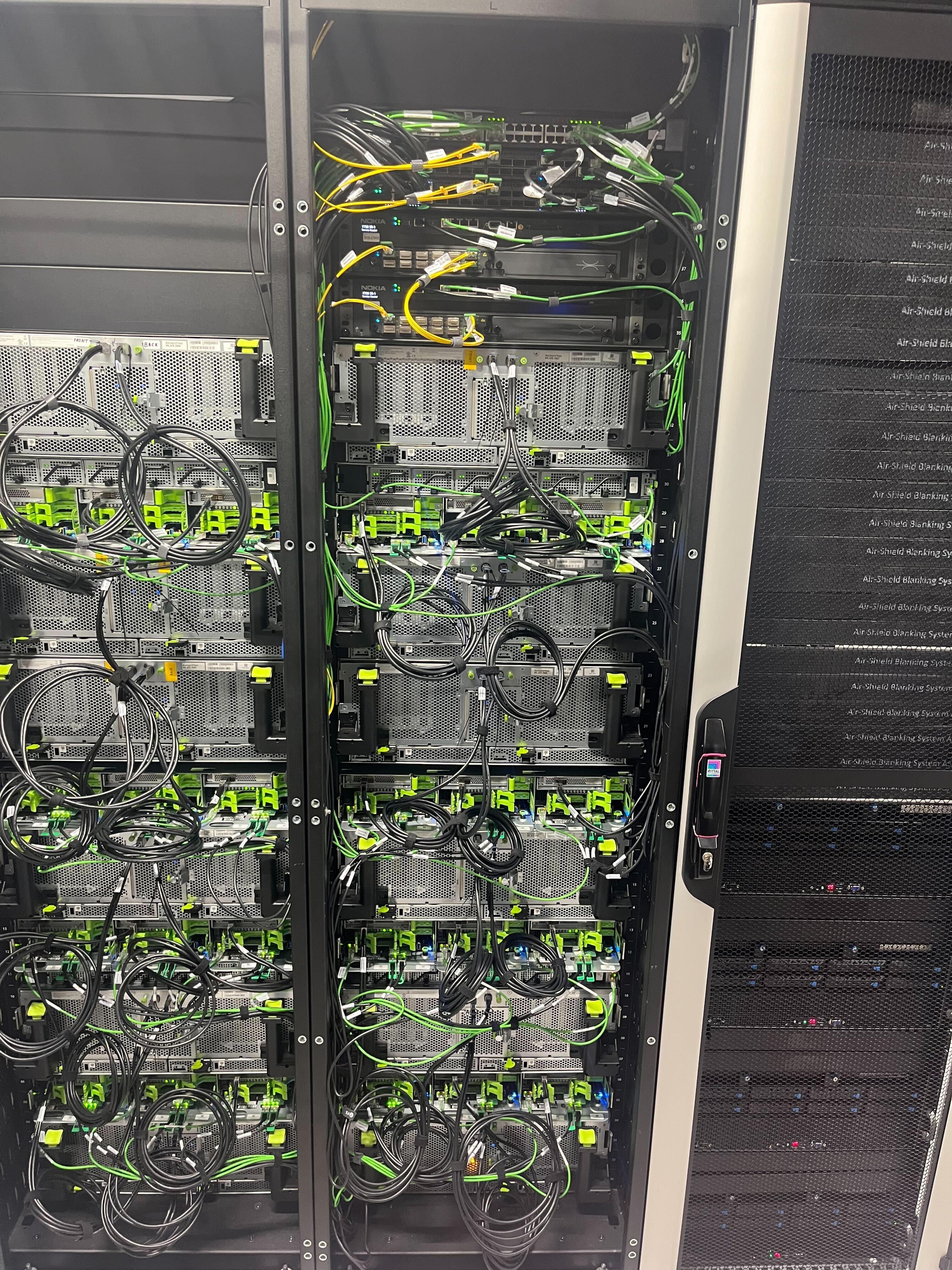 Appbox server racks with network cabling