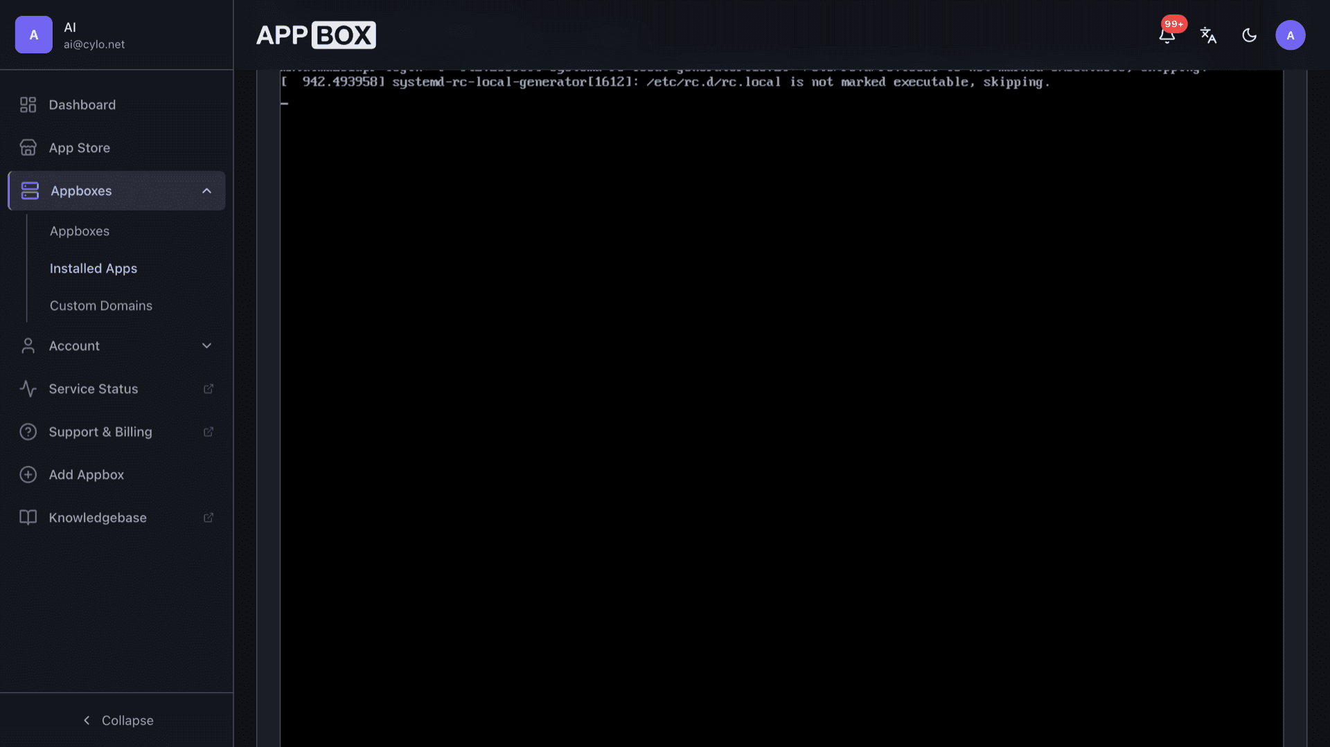 VM web console connected to a running AlmaLinux guest showing the login prompt after boot