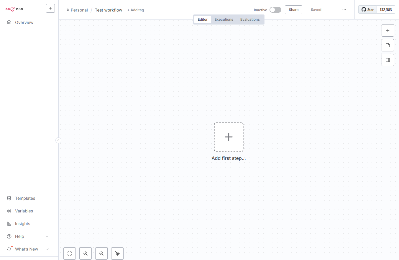 n8n editor UI showing the workflow canvas